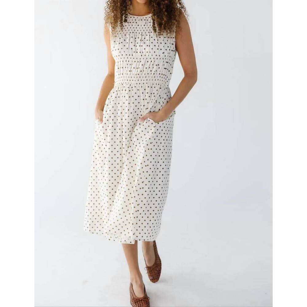 NEW MOD REF polka dot summer laura dress in beige